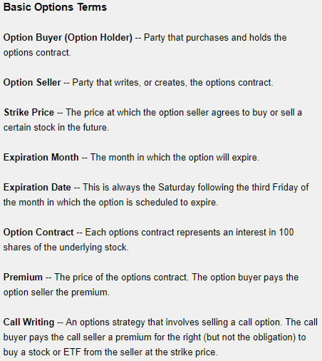 options terms